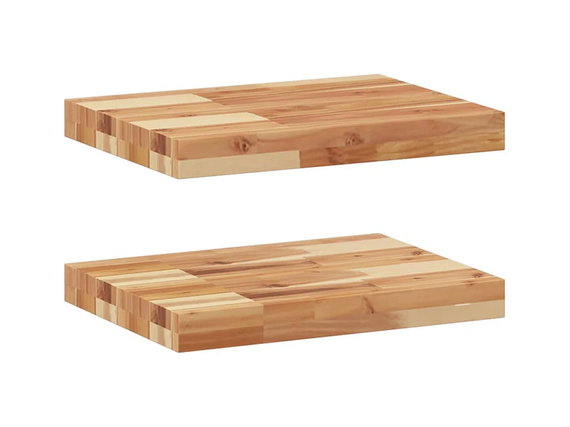 Schweberegale 2 Stk. 60x30x4 cm Massivholz Akazie Ölbehandelt