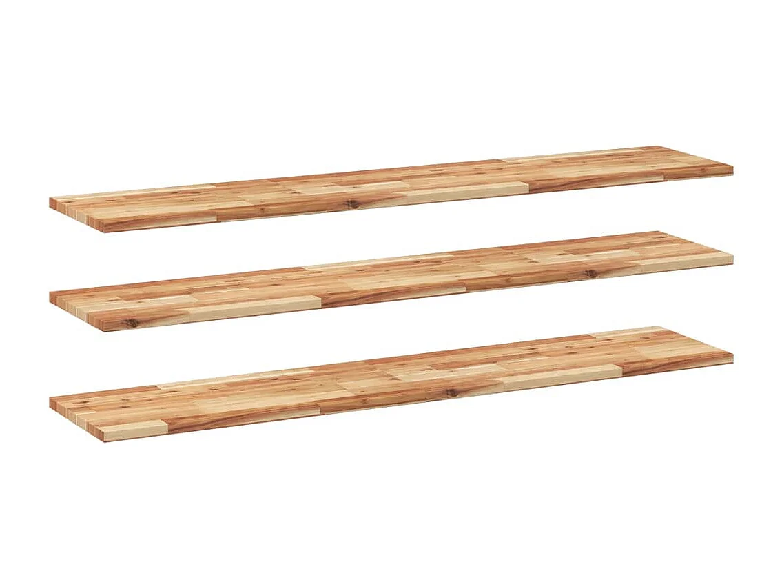 Wandschappen 3 st zwevend olieafwerking 120x30x2 cm acaciahout