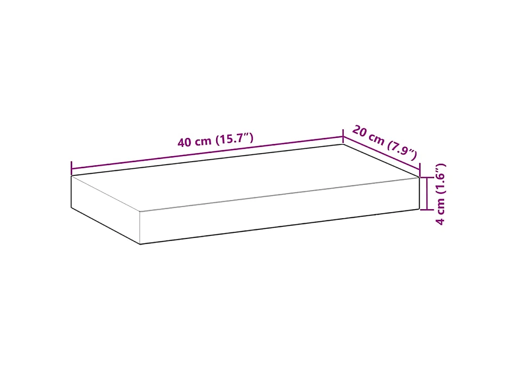 Étagère flottante 40x20x4 cm bois d'acacia massif non traité