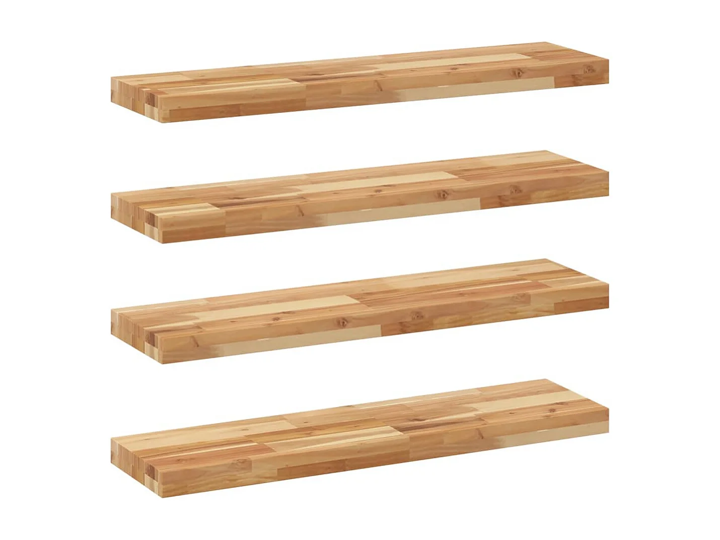Prateleiras flutuantes 4 pcs acácia maciça c/ acabamento a óleo