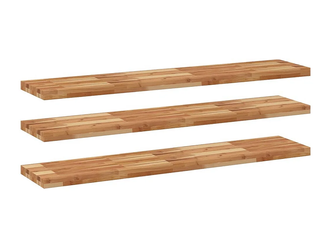 Prateleiras flutuantes 3 pcs acácia maciça c/ acabamento a óleo