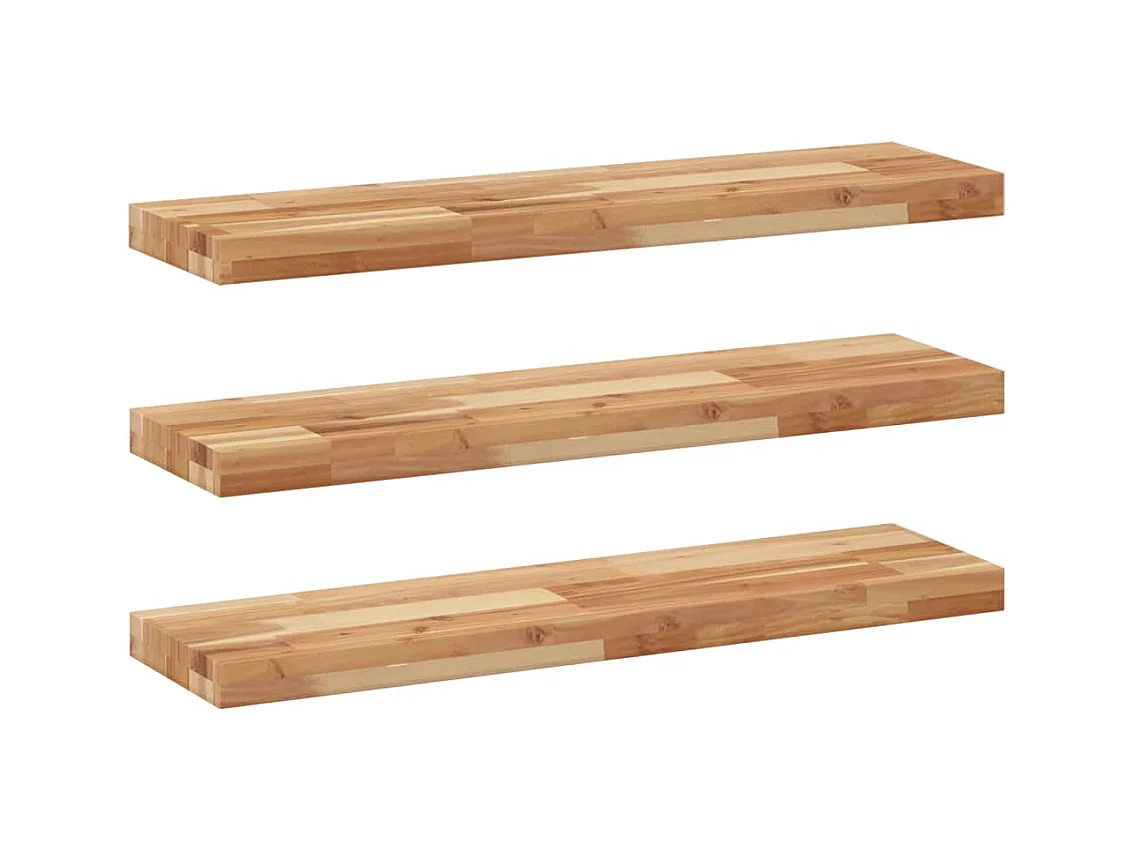 Wandschappen 3 st zwevend olieafwerking 100x20x4 cm acaciahout