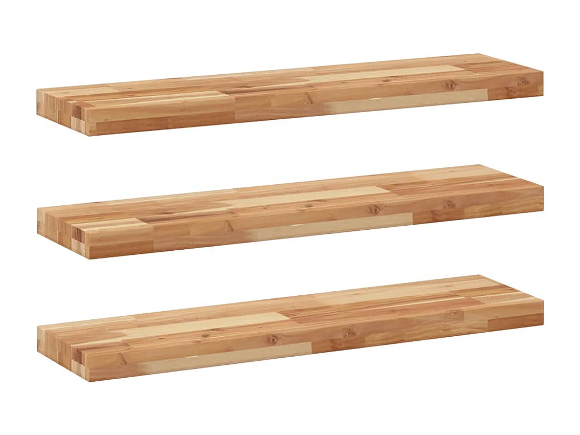 Étagères flottantes 3 pcs 100x20x4 cm acacia massif à l'huile