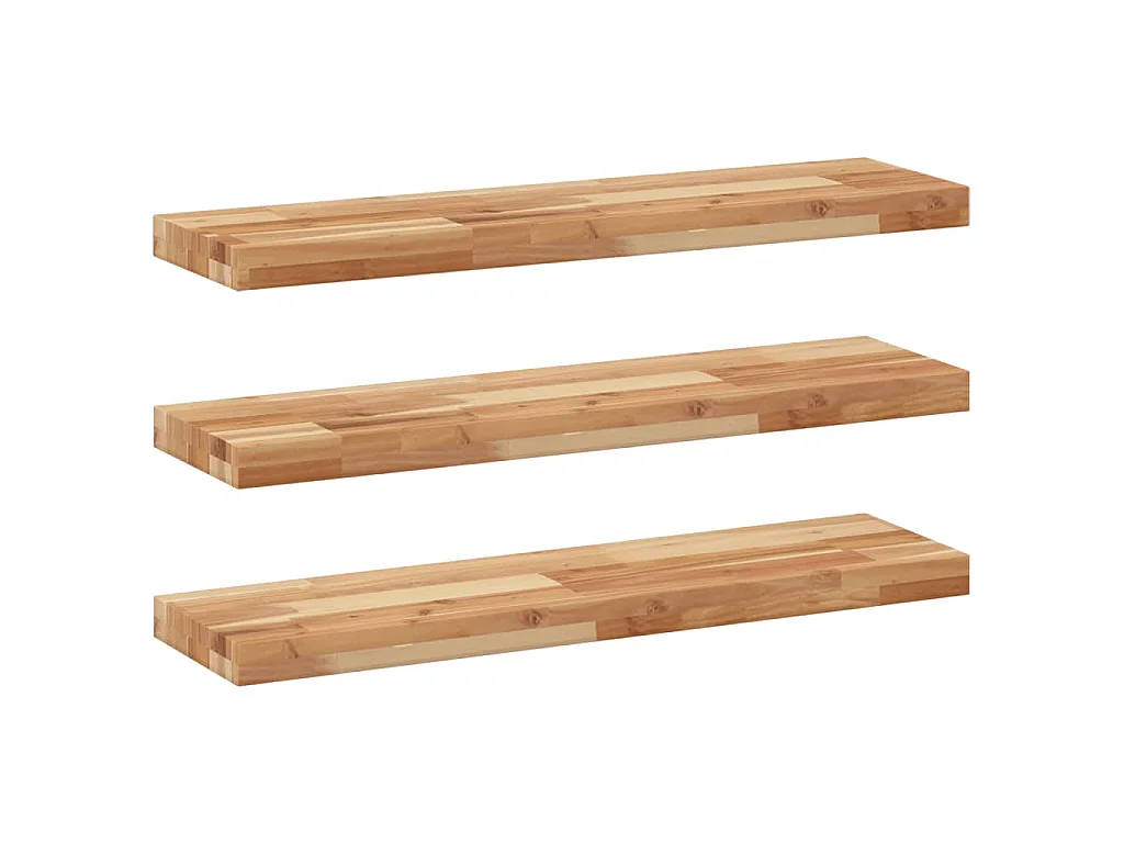Étagères flottantes 3 pcs 100x20x4 cm acacia massif à l'huile