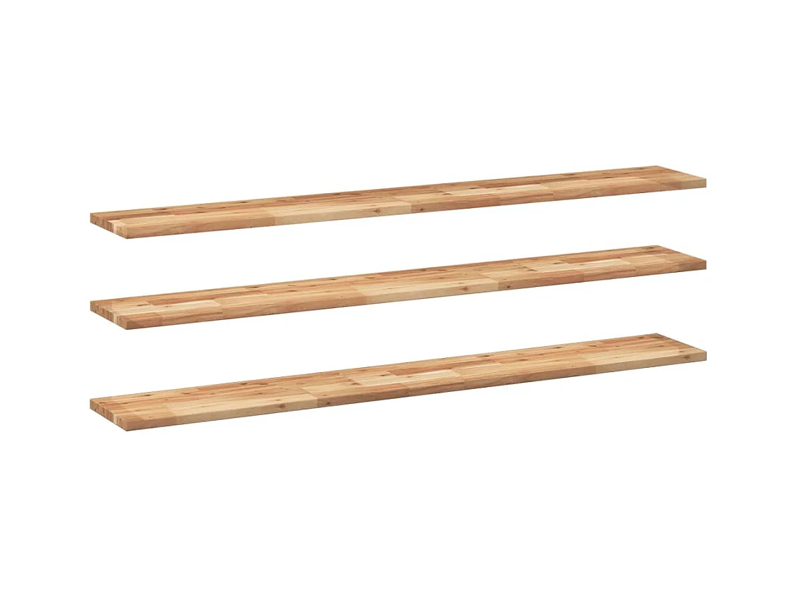 Étagères flottantes 3 pcs 120x20x2 cm acacia massif à l'huile