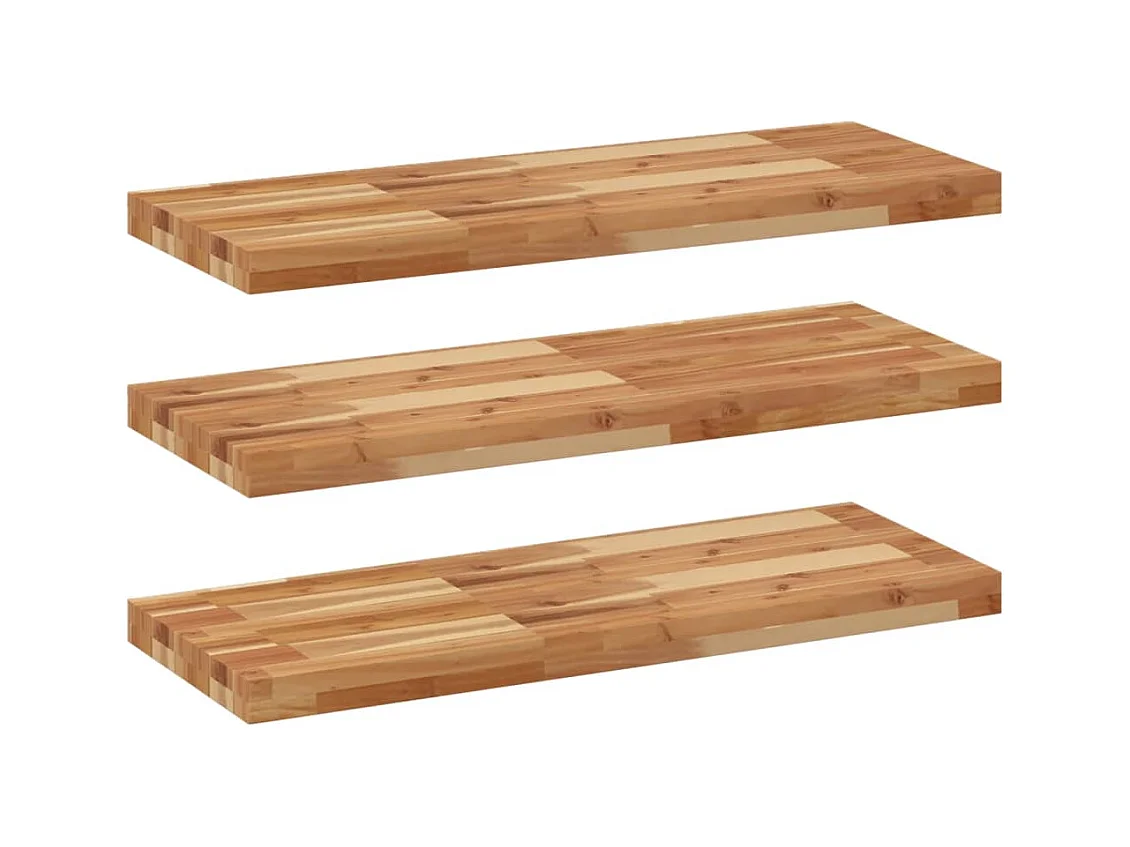 Estantes flotantes 3 uds madera acacia acabado aceite 80x30x4cm