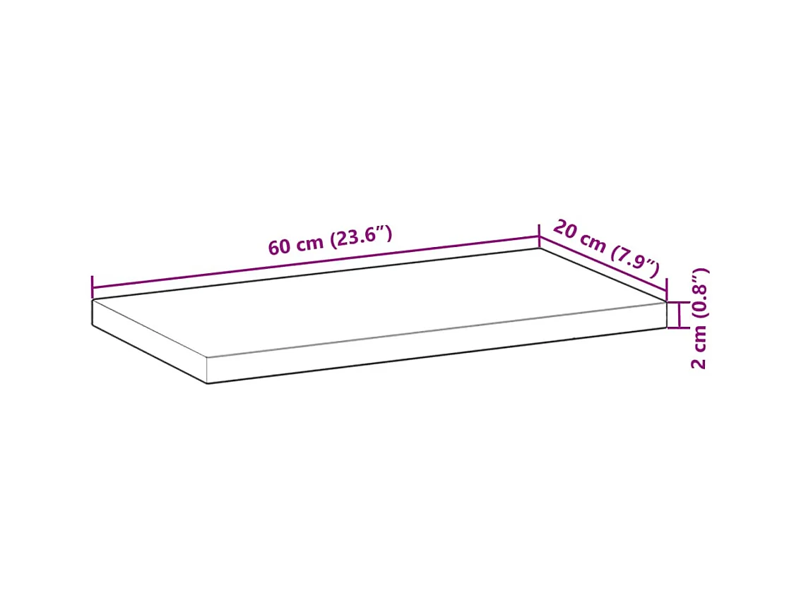 Schweberegale 2 Stk. 60x20x2 cm Massivholz Akazie Ölbehandelt