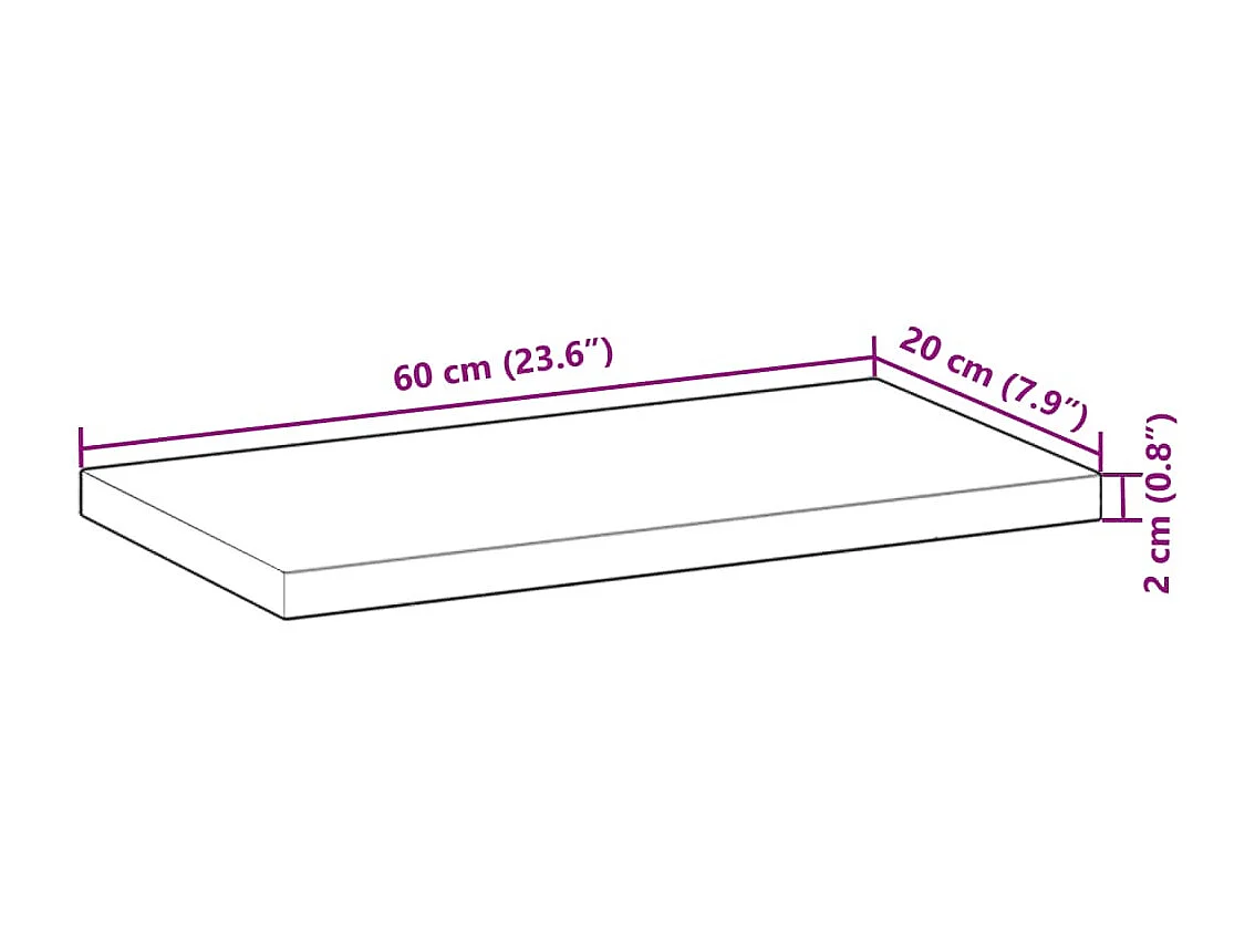 Schweberegale 2 Stk. 60x20x2 cm Massivholz Akazie Ölbehandelt