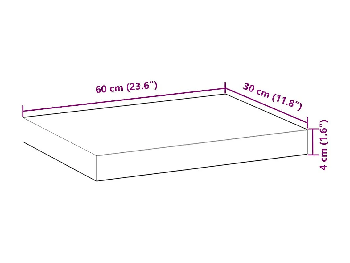 Étagères flottantes 3 pcs 60x30x4 cm acacia massif à l'huile