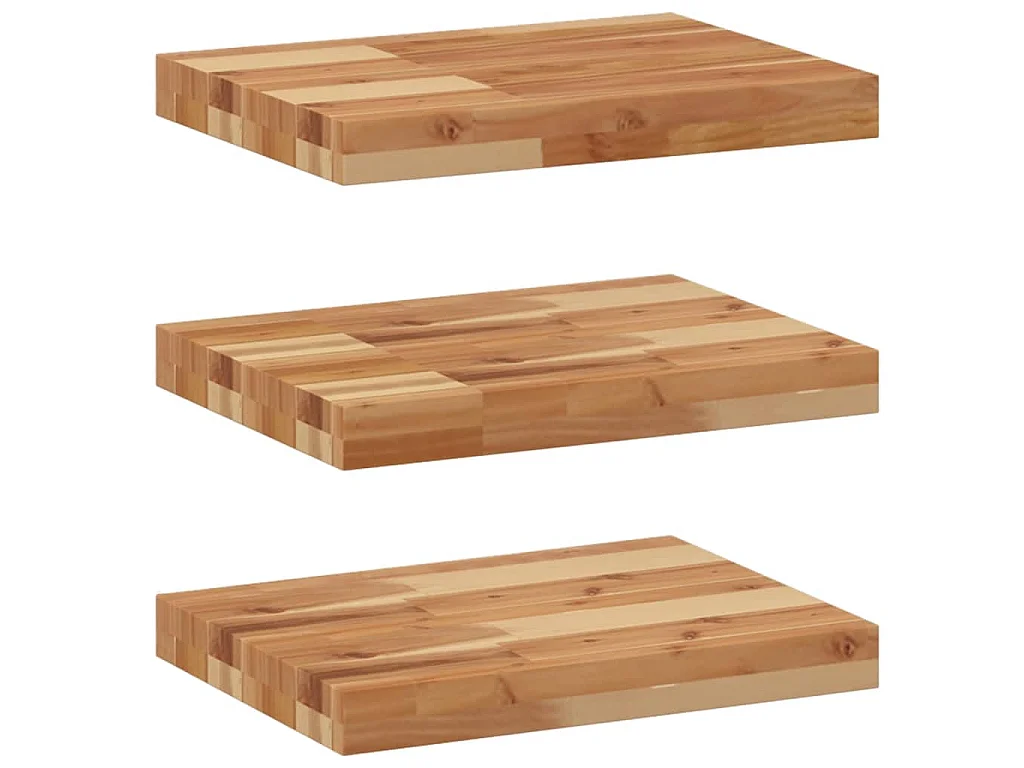 Étagères flottantes 3 pcs 60x30x4 cm acacia massif à l'huile
