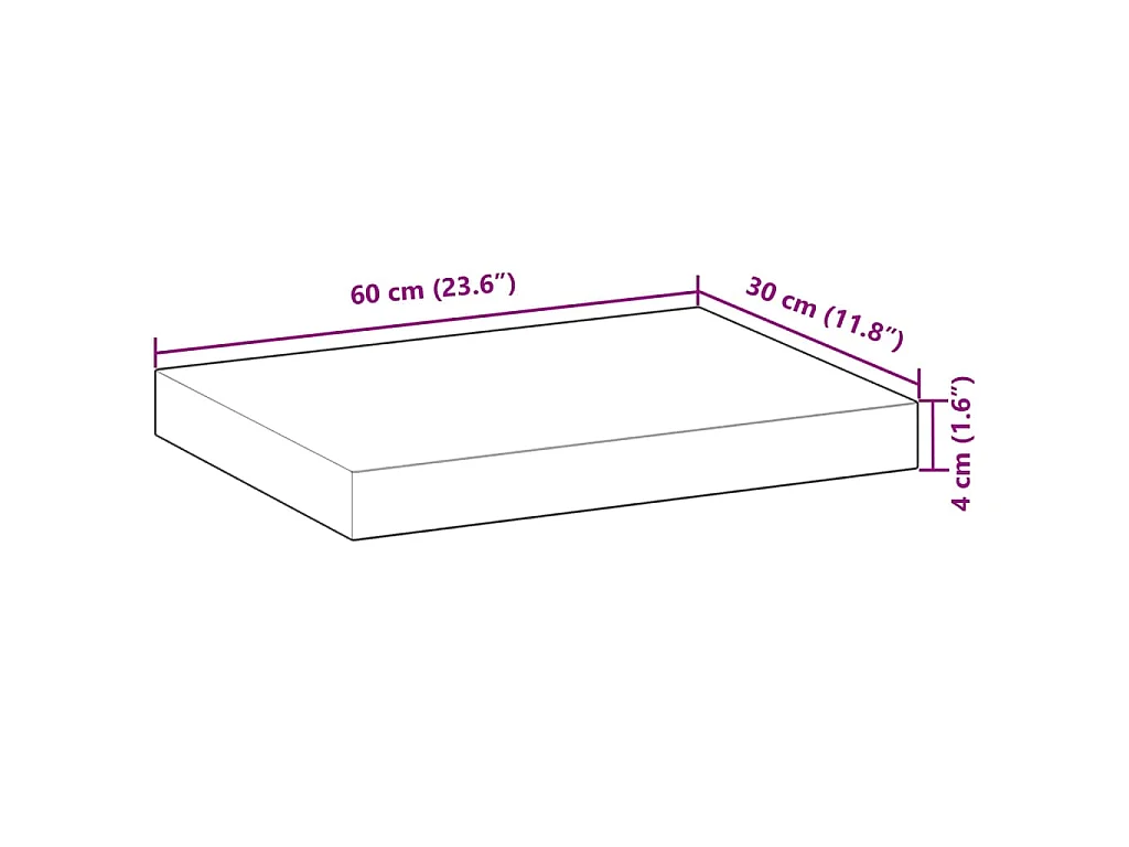 Étagères flottantes 3 pcs 60x30x4 cm acacia massif à l'huile