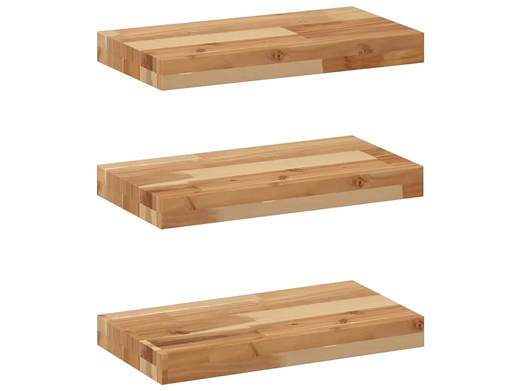 Étagères flottantes 3 pcs 40x20x4 cm acacia massif à l'huile