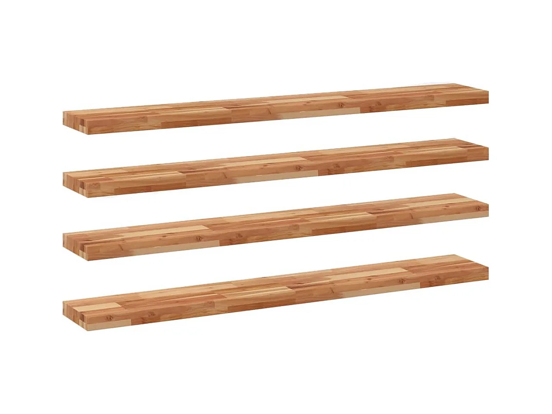 Estante flotante 4 uds madera acacia acabado aceite 160x20x4 cm