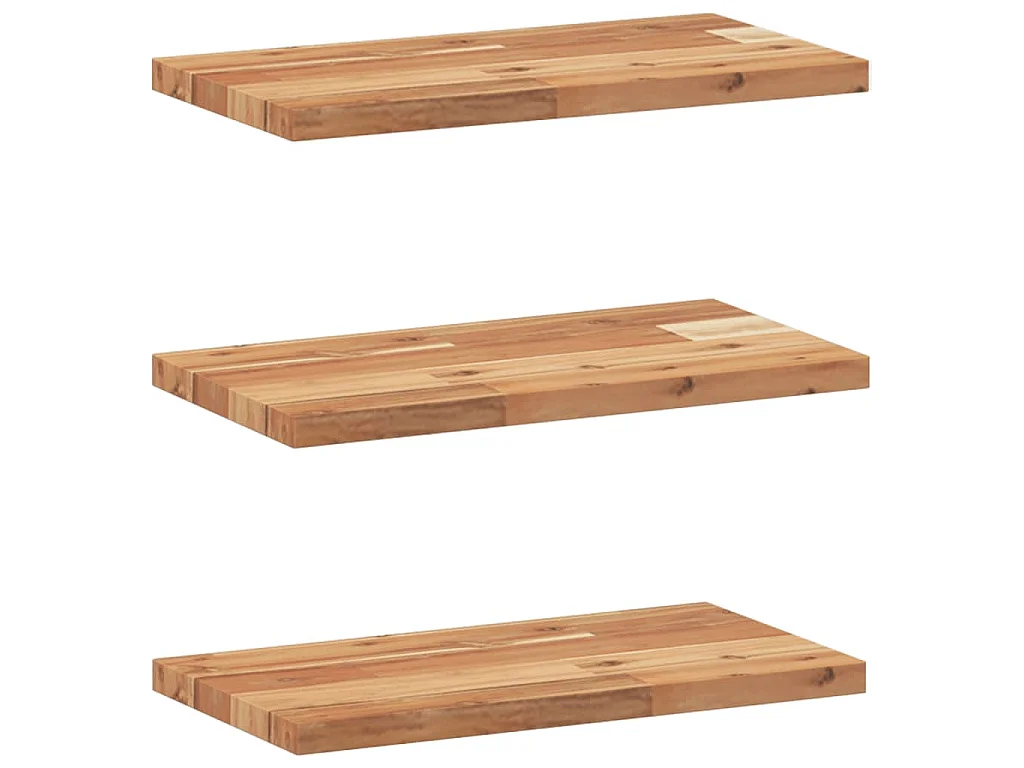 Estantes flotantes 3 uds madera acacia acabado aceite 60x20x2cm