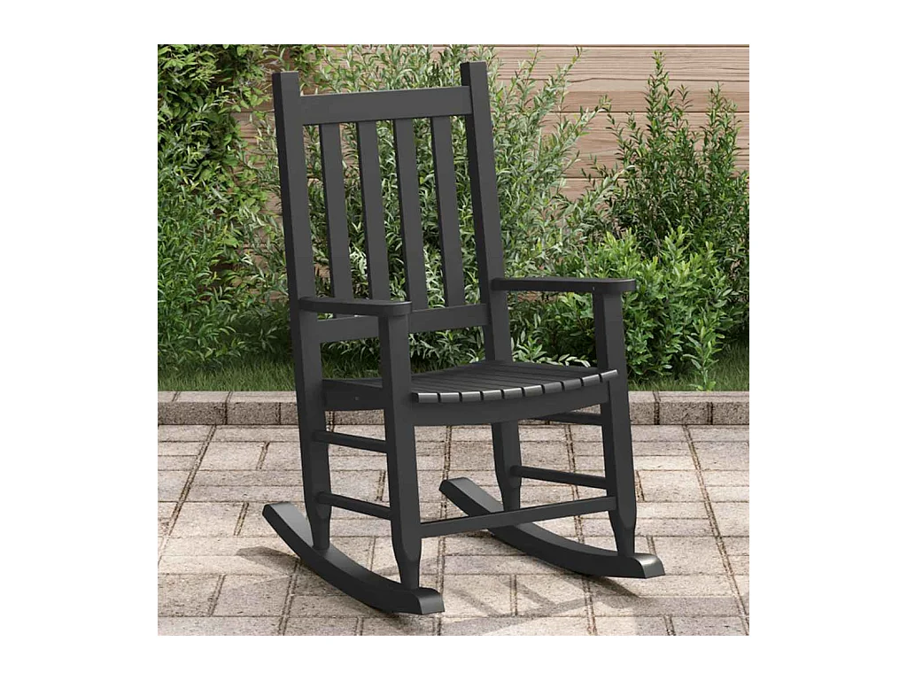 Chaise à bascule enfants noir bois de peuplier massif