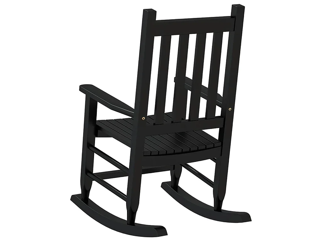 Chaise à bascule enfants noir bois de peuplier massif