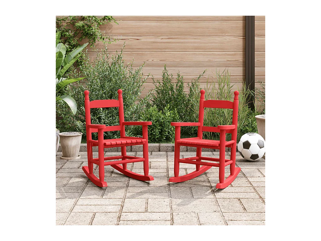 Chaises à bascule enfants lot de 2 rouge bois peuplier massif