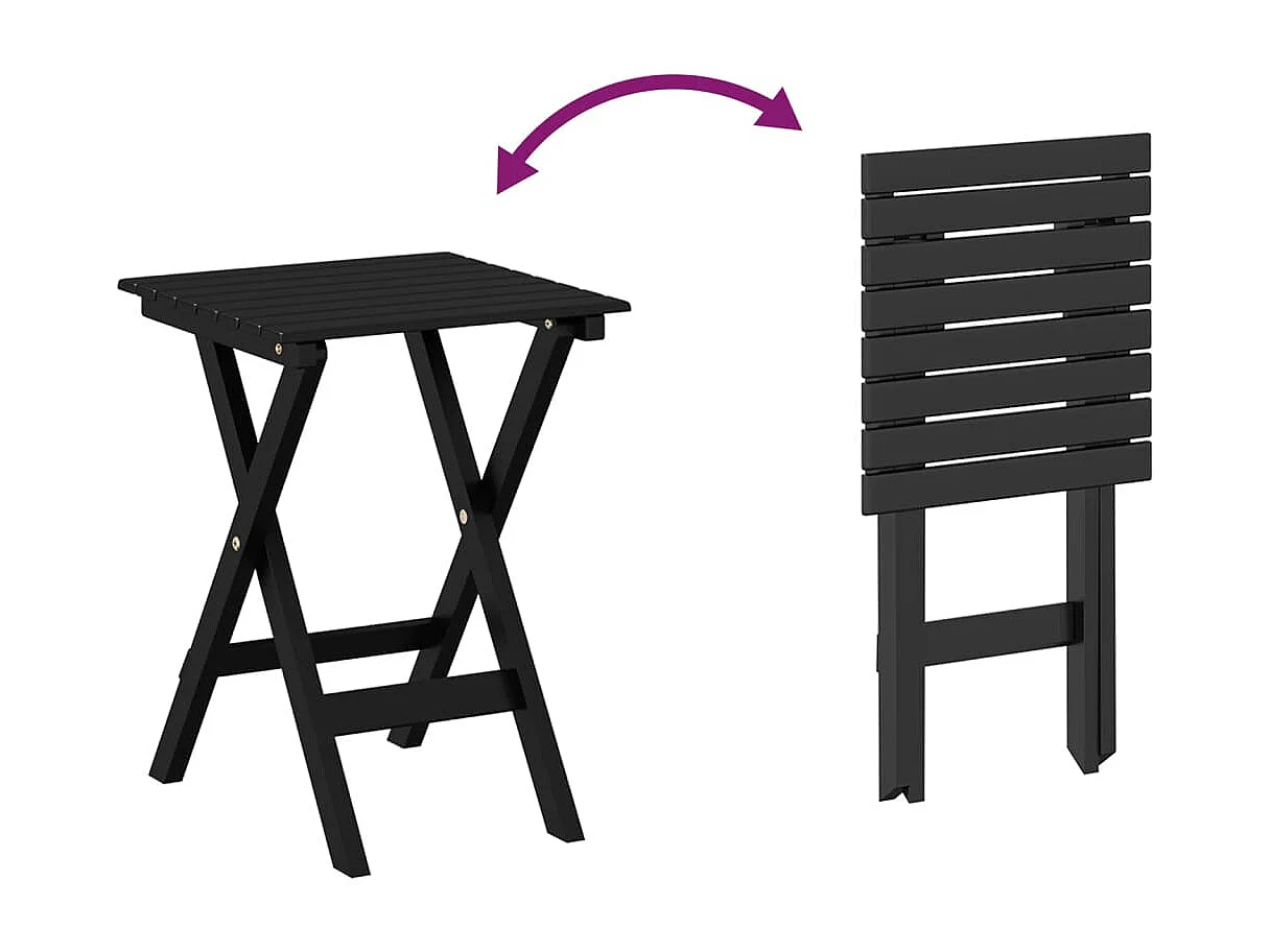 Cadeira de baloiço com mesa dobrável álamo maciço preto