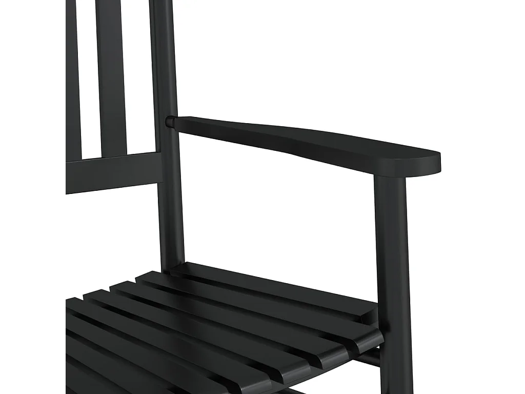 Cadeira de baloiço com mesa dobrável álamo maciço preto