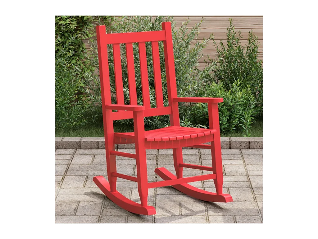 Chaise à bascule enfants rouge bois de peuplier massif