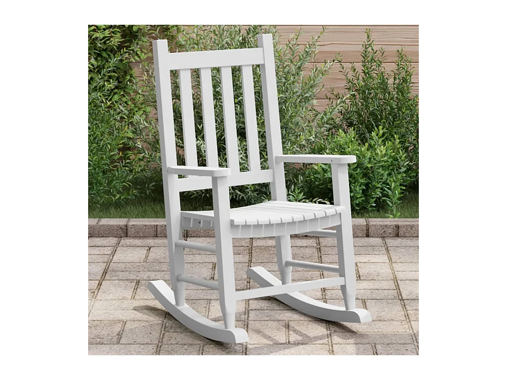 Chaise à bascule enfants blanc bois de peuplier massif