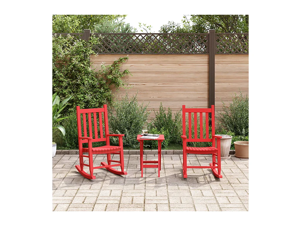 Chaises à bascule enfants lot de 2 rouge bois peuplier massif