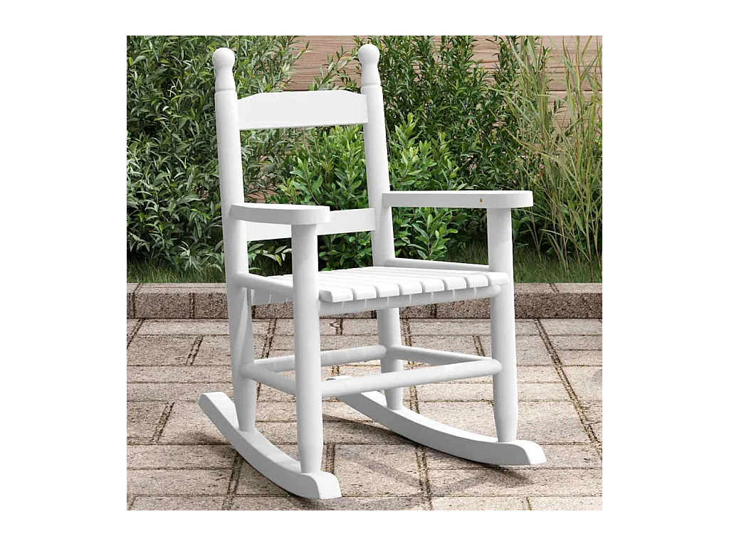 Chaise à bascule enfants blanc bois de peuplier massif