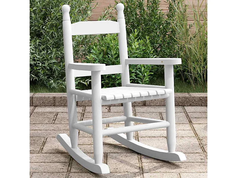 Chaise à bascule enfants blanc bois de peuplier massif