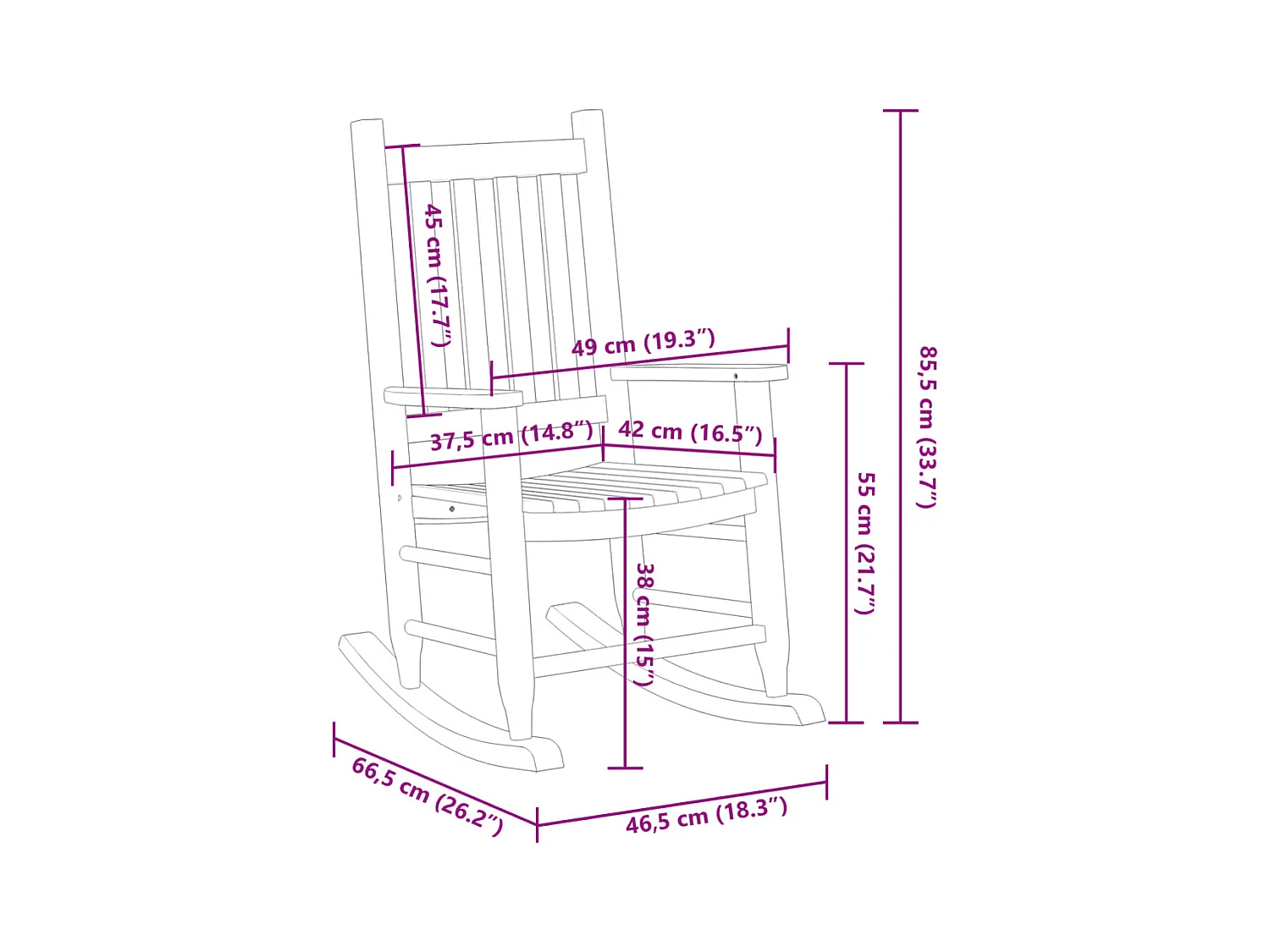 Chaises à bascule enfants lot de 2 blanc bois peuplier massif