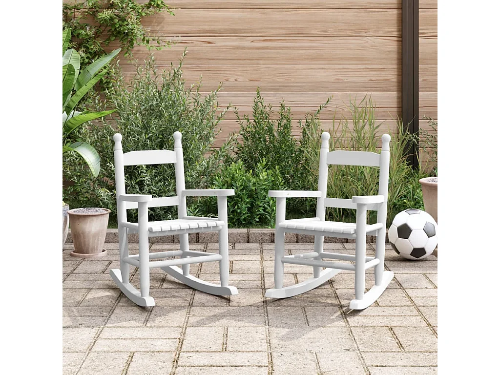 Chaises à bascule enfants lot de 2 blanc bois peuplier massif