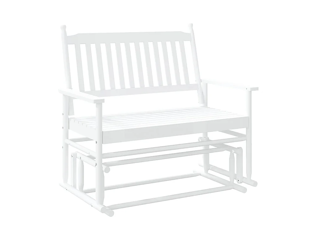 Panca a Dondolo Bianca 118x70x104,5 cm Legno Massello di Pioppo