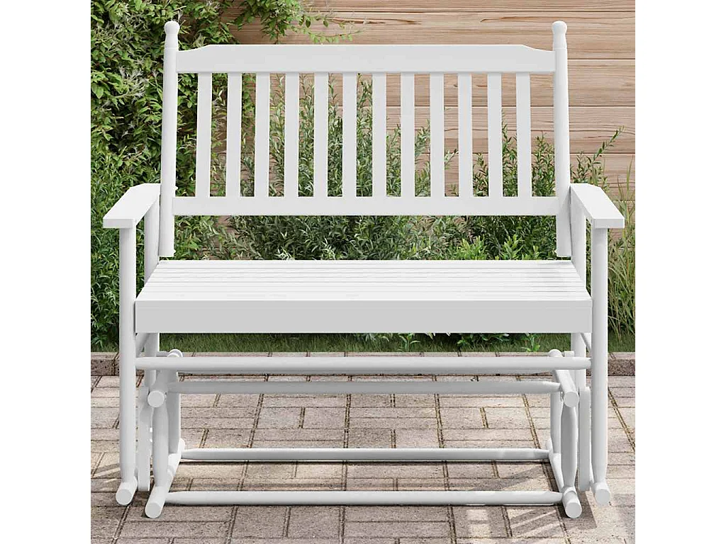 Schaukelbank Weiß 118x70x104,5 cm Massivholz Pappel