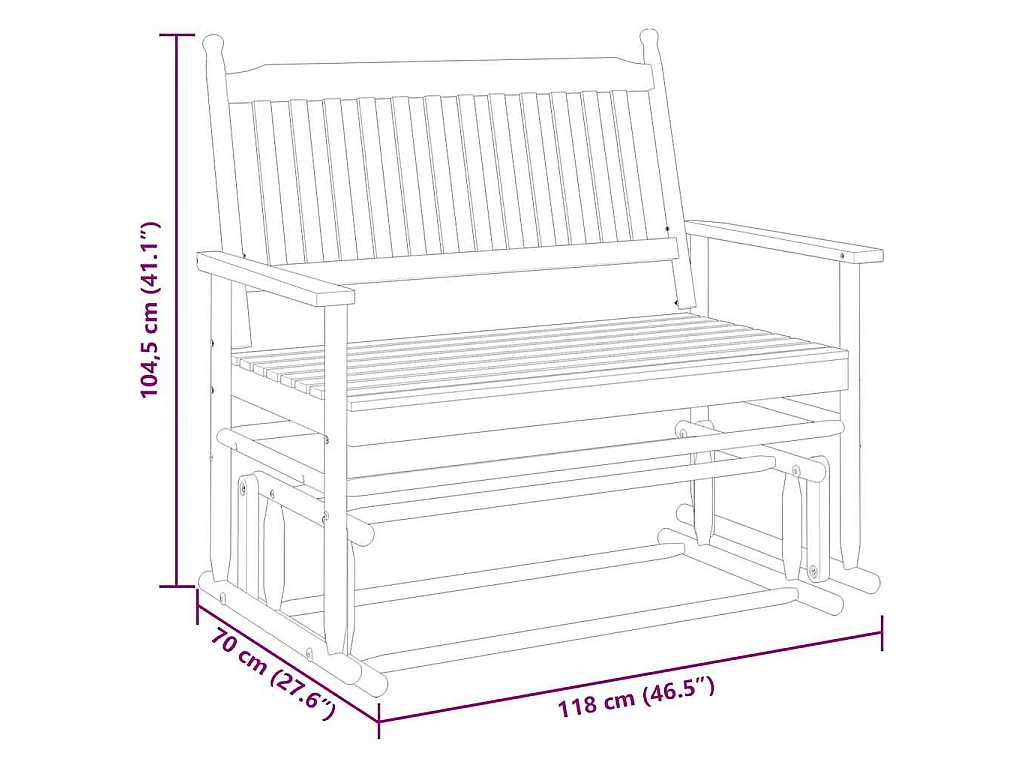 Schaukelbank Weiß 118x70x104,5 cm Massivholz Pappel