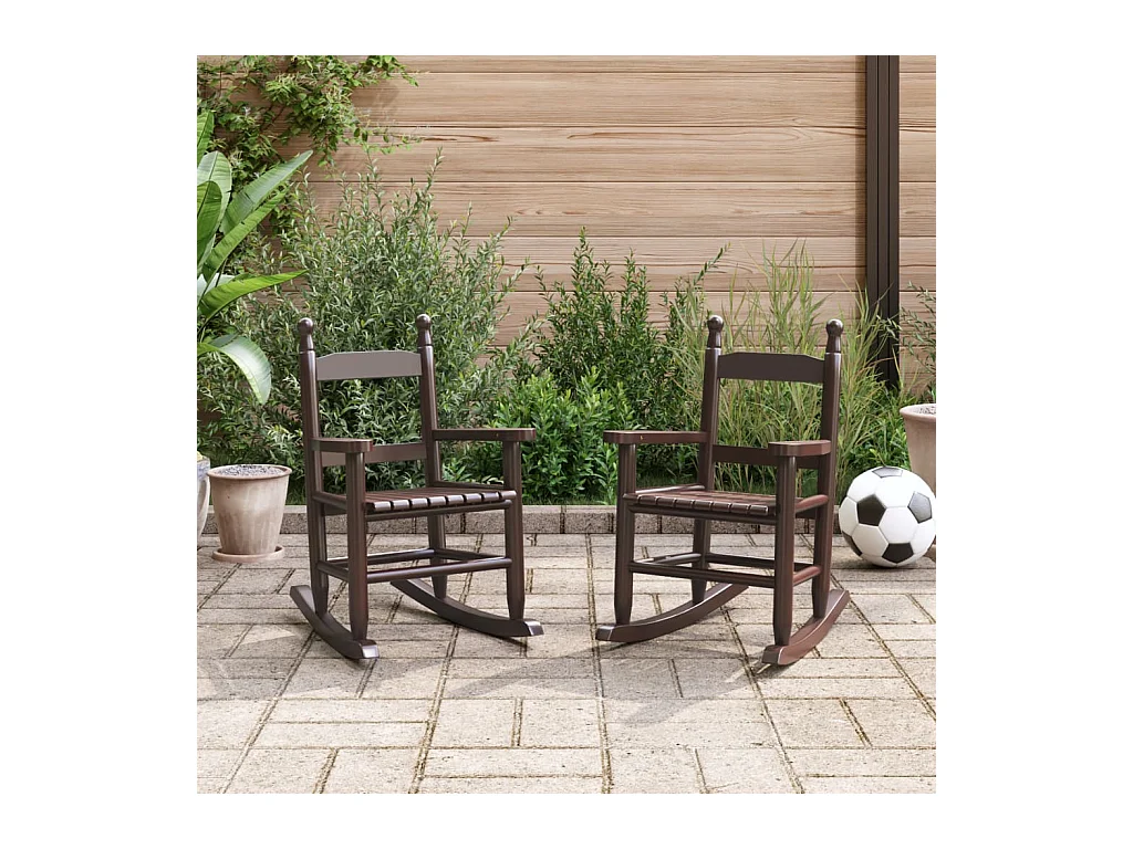Mecedoras para niños 2 uds madera maciza de álamo marrónes