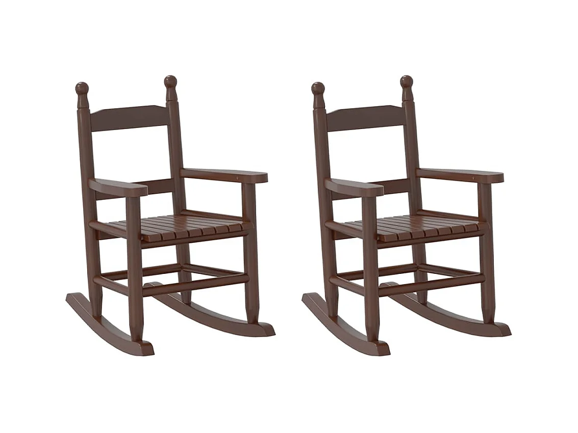 Mecedoras para niños 2 uds madera maciza de álamo marrónes