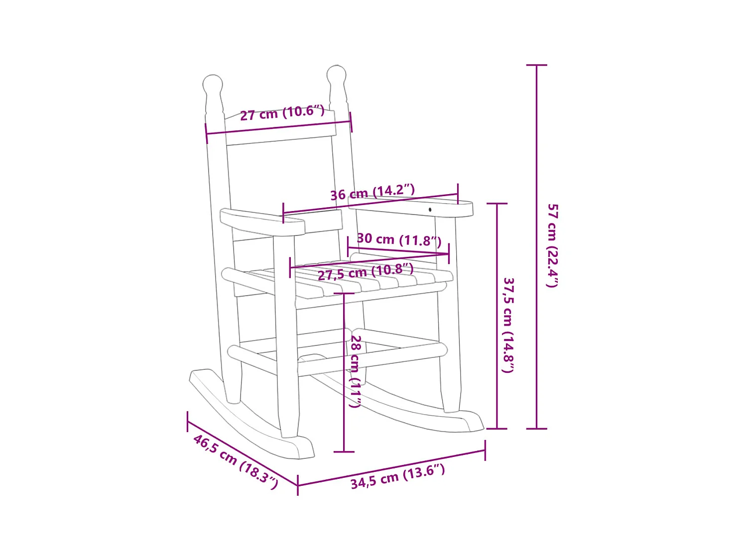 Mecedoras para niños 2 uds madera maciza de álamo marrónes