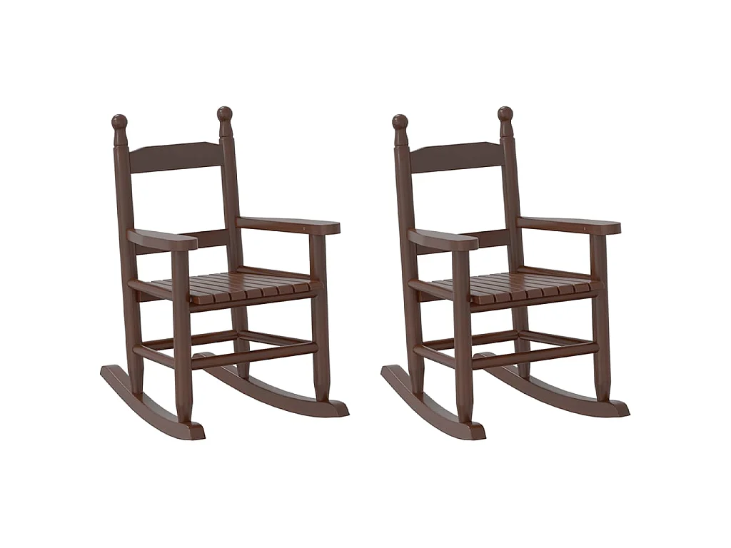 Mecedoras para niños 2 uds madera maciza de álamo marrónes
