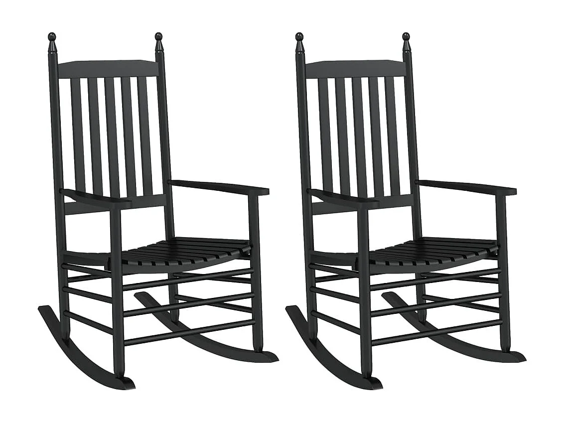 Chaises à bascule avec sièges incurvés lot de 2 noir peuplier