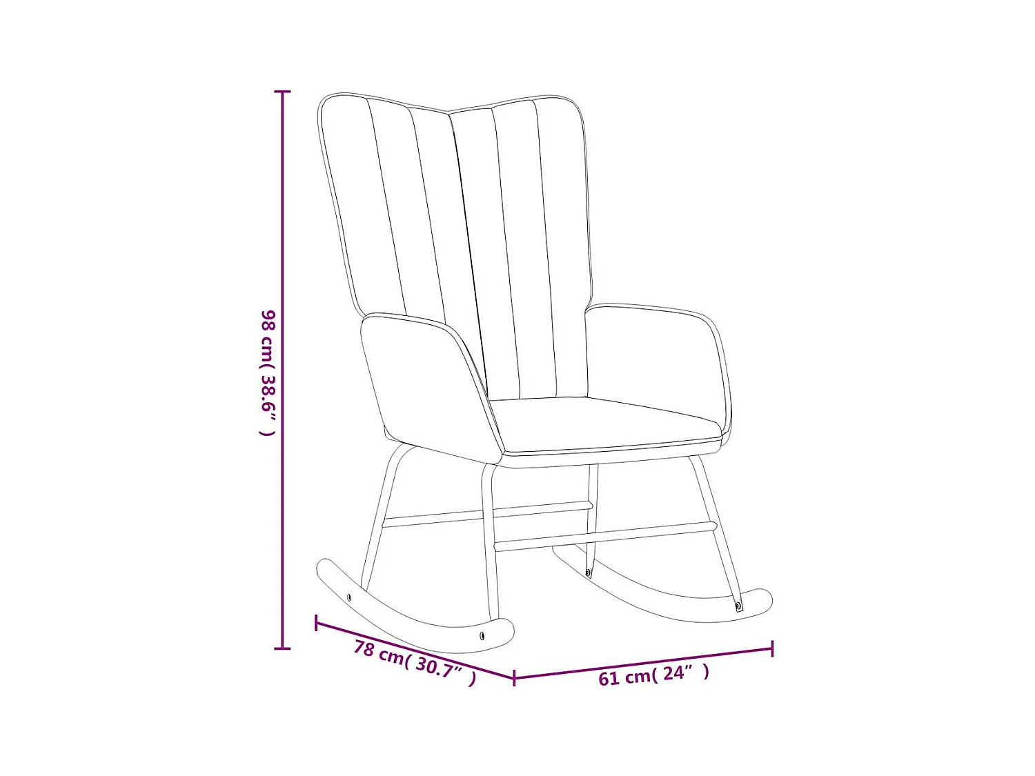 Chaise à bascule avec repose-pied Blanc crème Velours