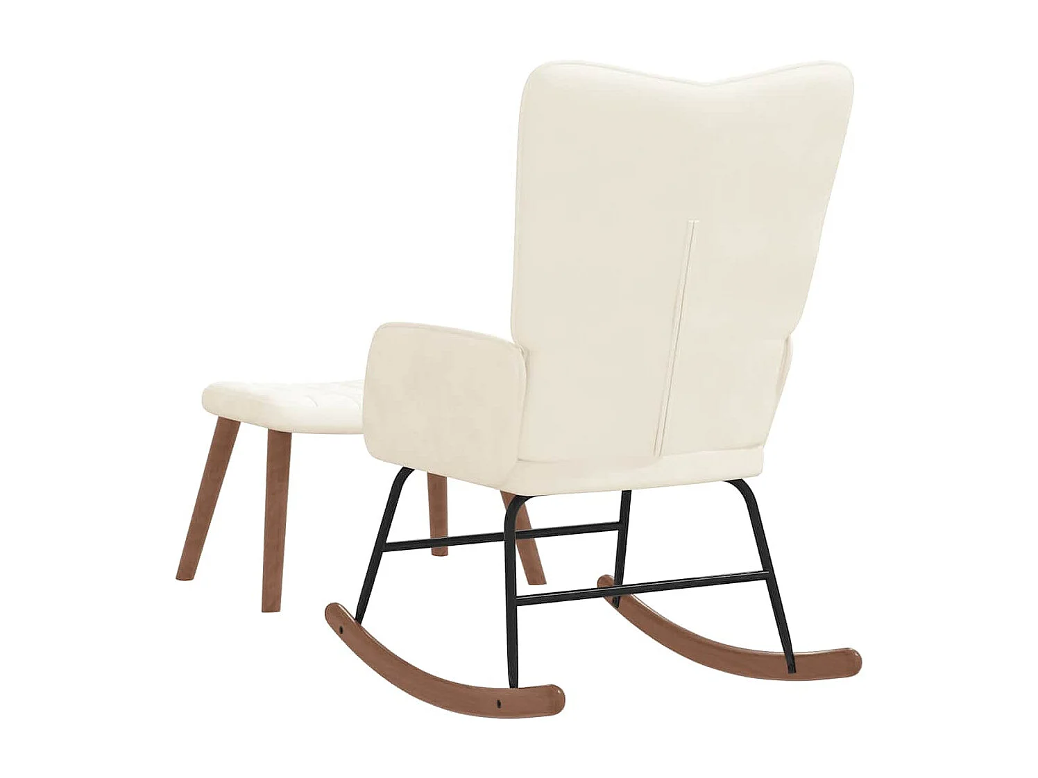 Chaise à bascule avec repose-pied Blanc crème Velours