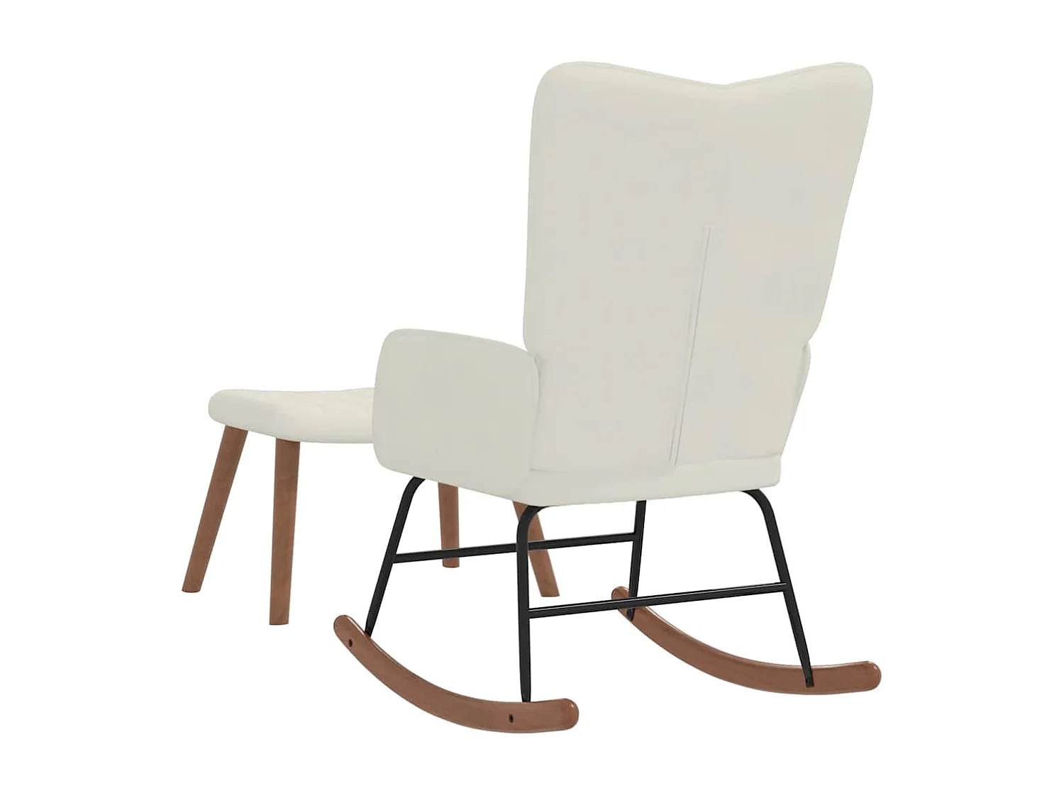 Schommelstoel met voetenbank fluweel crèmewit