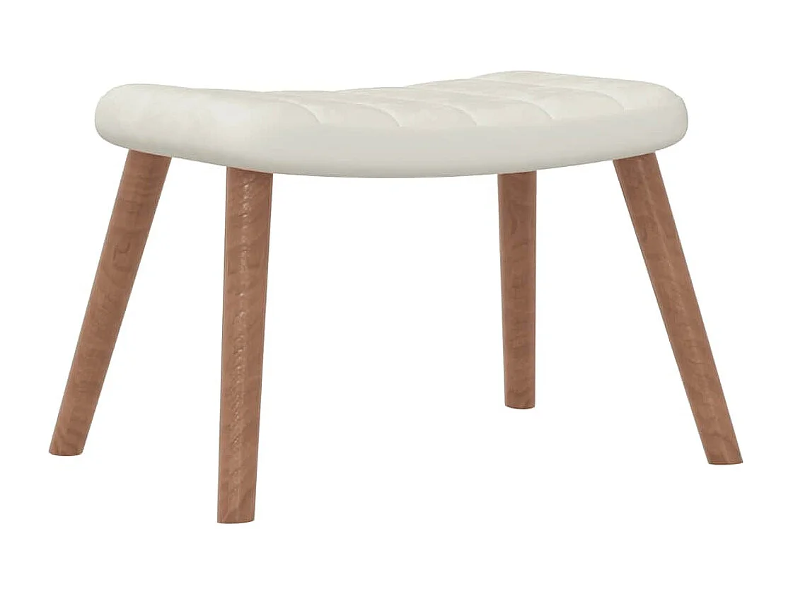 Schommelstoel met voetenbank fluweel crèmewit