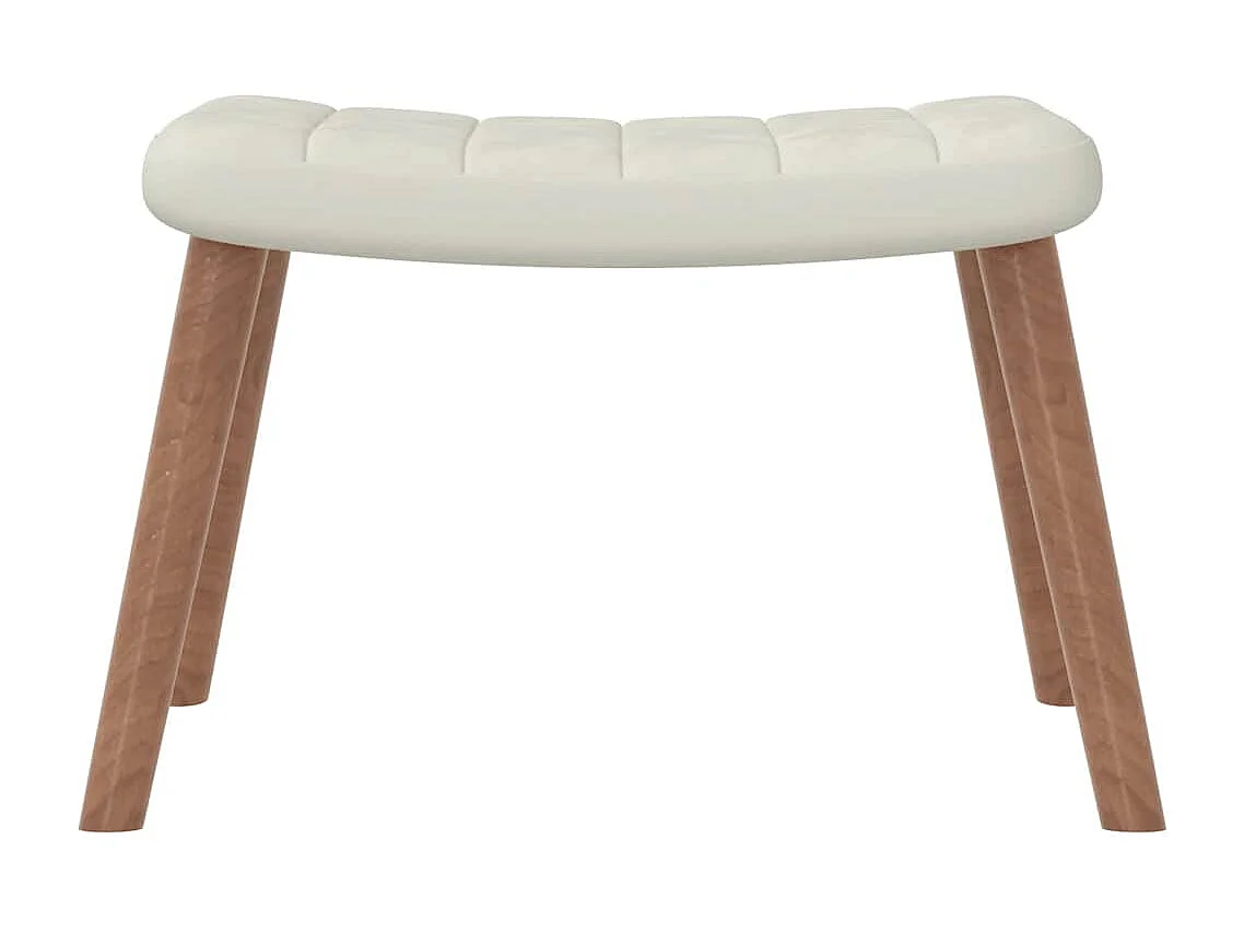 Schommelstoel met voetenbank fluweel crèmewit