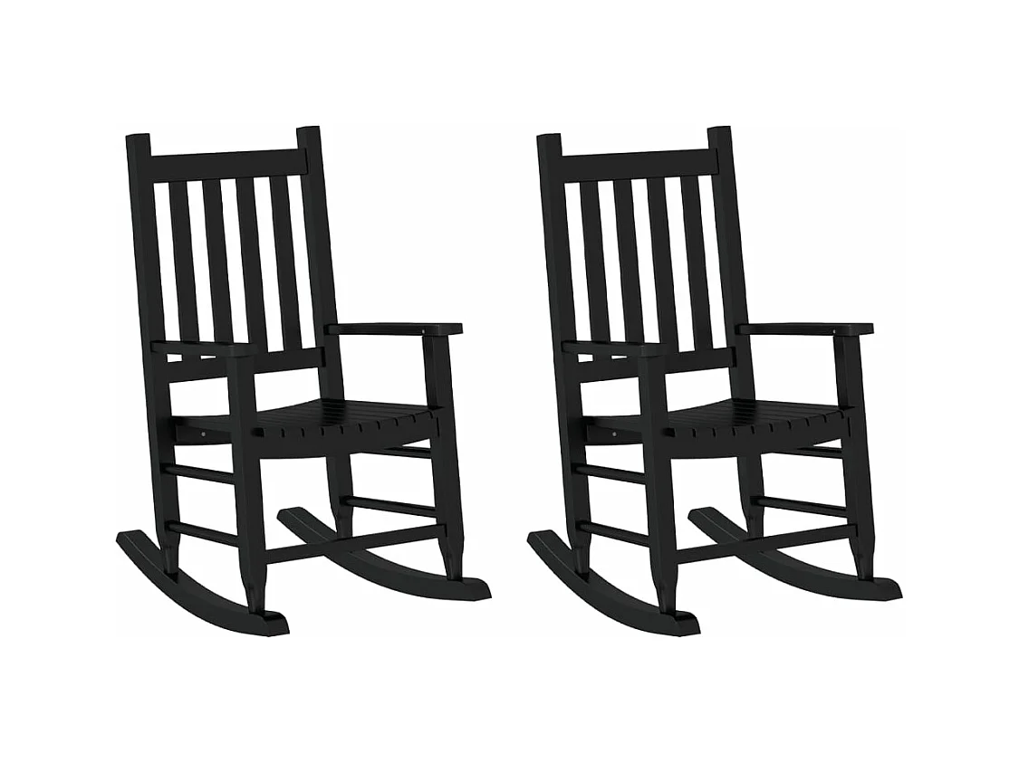 Schommelstoelen 2 st voor kinderen massief populierenhout zwart