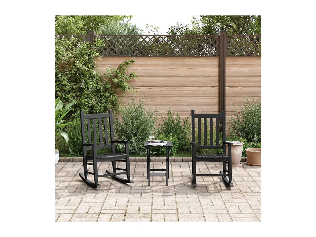 Chaises à bascule enfants lot de 2 noir bois de peuplier massif