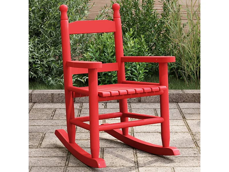 Cadeira de baloiço infantil madeira de álamo maciça vermelho