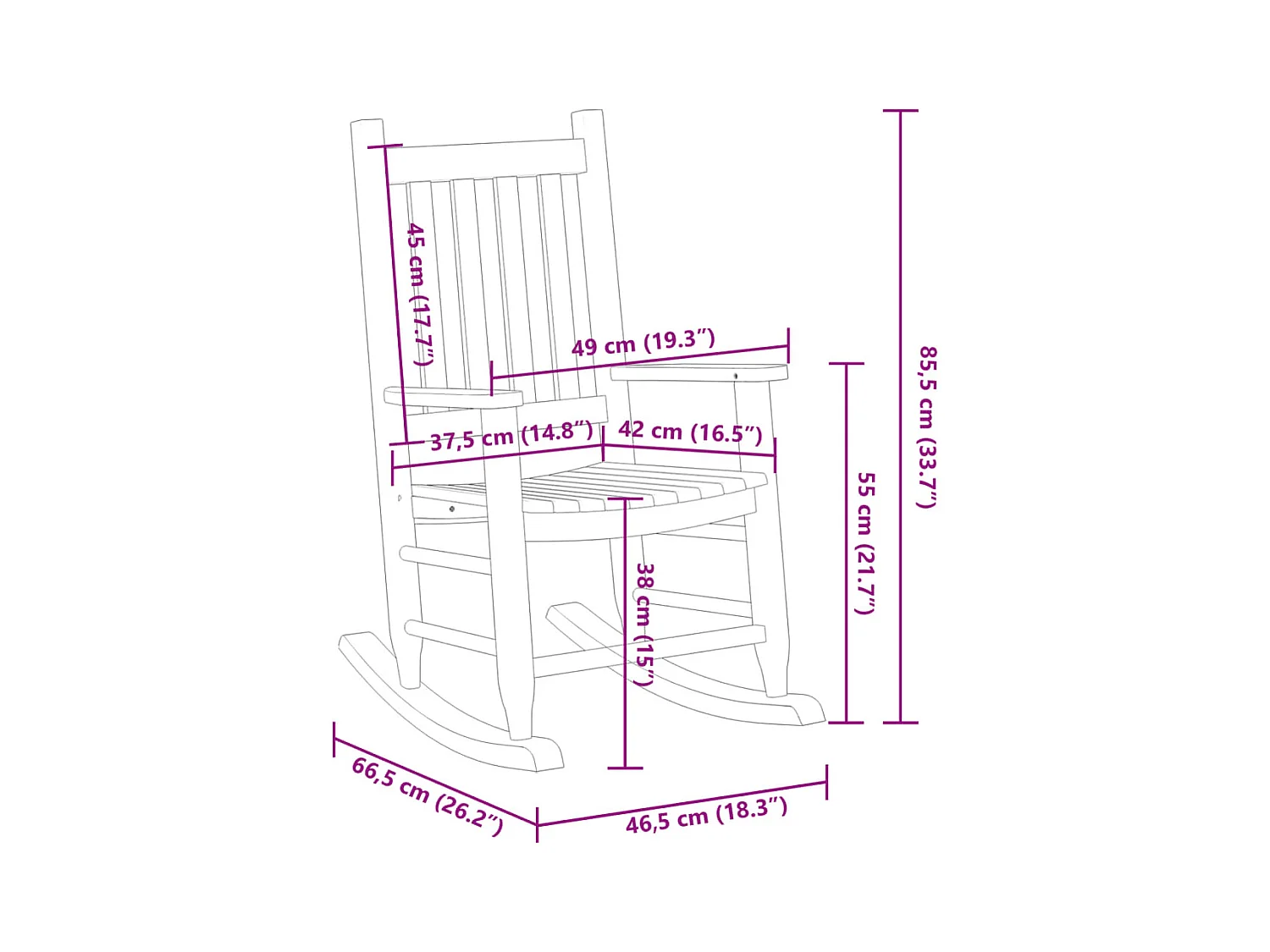 Chaises à bascule enfants lot de 2 blanc bois peuplier massif