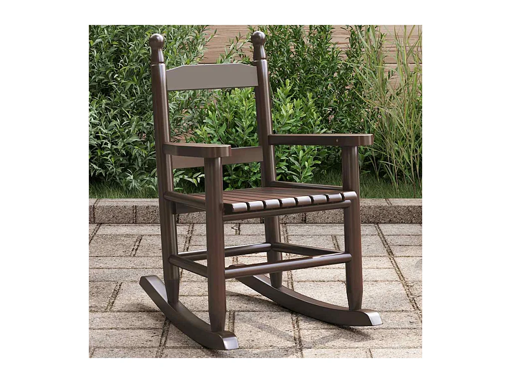 Chaise à bascule enfants marron bois de peuplier massif