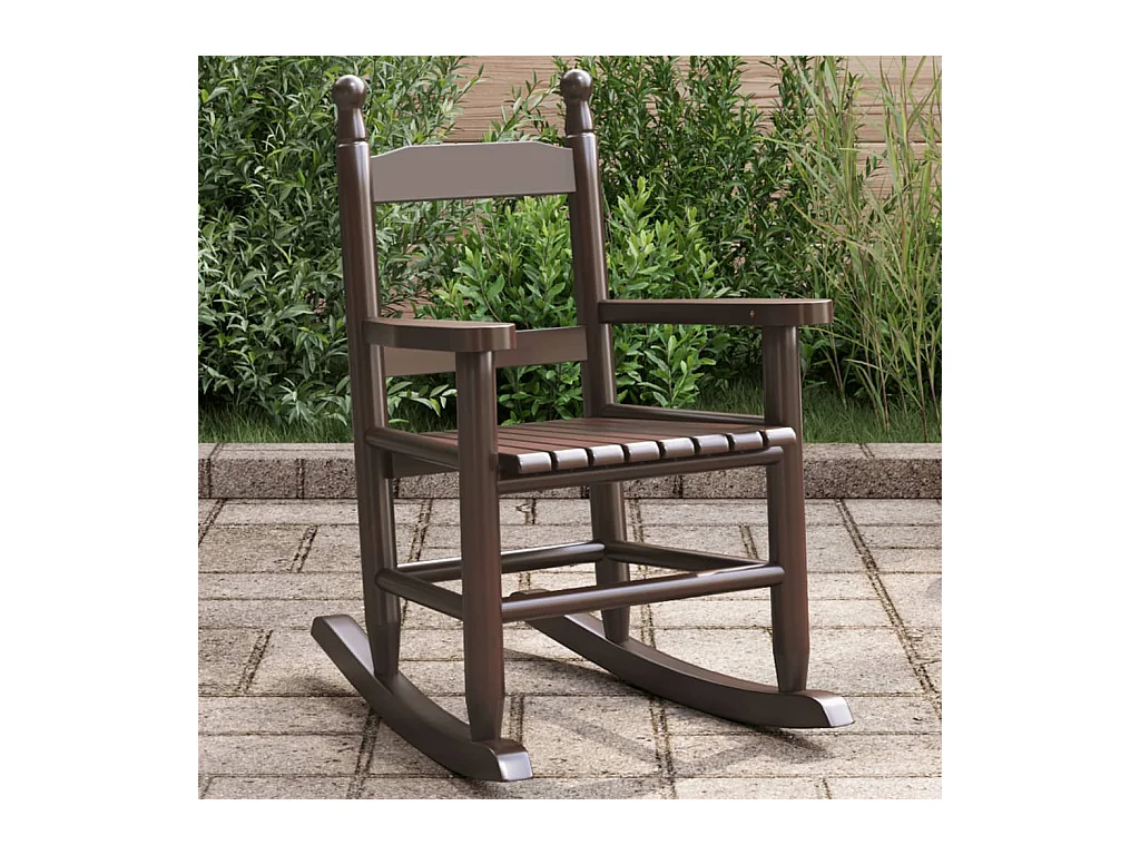 Chaise à bascule enfants marron bois de peuplier massif