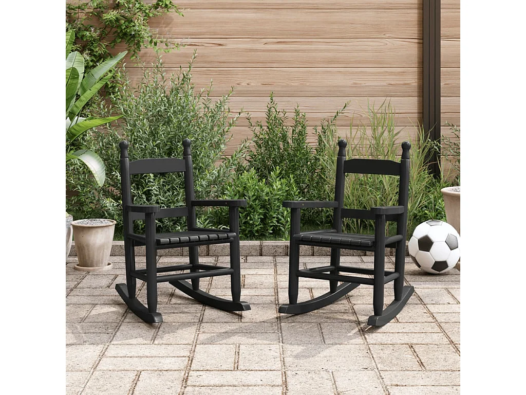 Chaises à bascule enfants lot de 2 noir bois de peuplier massif